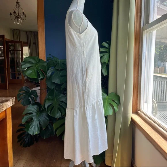 ADYSON PARKER Cream Sleeveless Sundress Hi Low Maxi Linen Dress - Picture 3 of 9